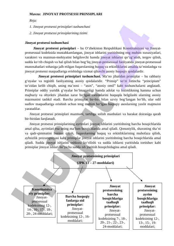 Jinoyat protsessi prinsiplari tushunchasi va tizimi