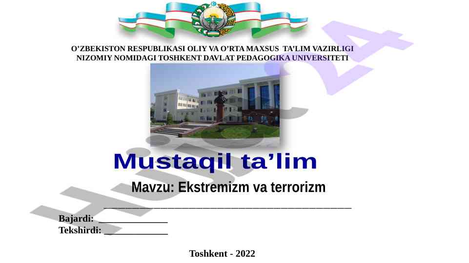 Ekstremizm va terrorizm masalalari bo'yicha tadqiqot