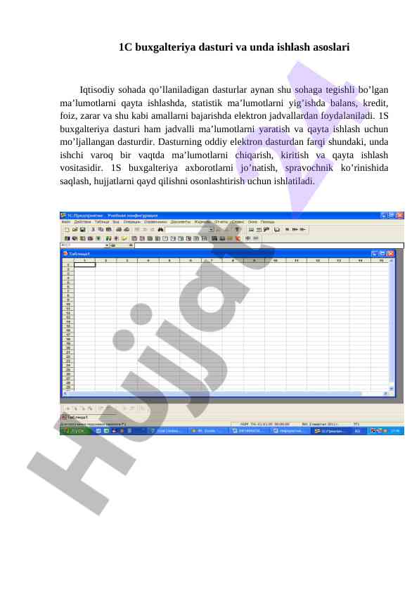 1c buxgalteriya dasturi asoslari va qo'llanilishi