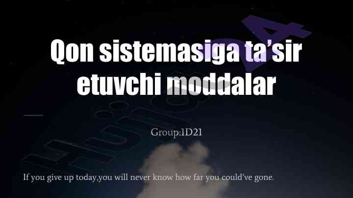 Qon sistemasiga ta’sir etuvchi moddalar