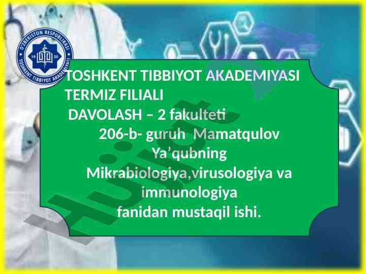 Immunopatologiya va hujayra patalogiyasi tahlili