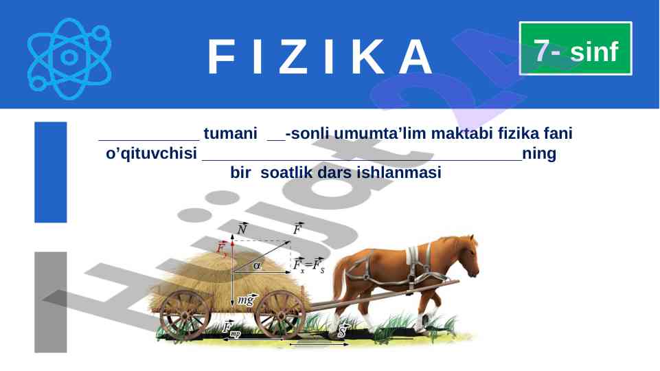 Mexanik ish bo'yicha dars ishlanmasi