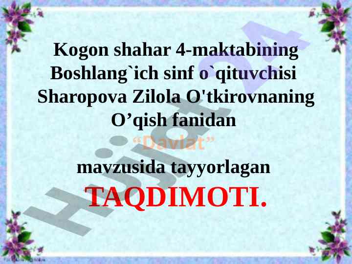Davlat darsining oltin qoidalari taqdimoti