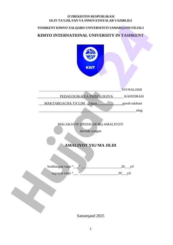 Malakaviy amaliyot yig‘ma jildi 2025