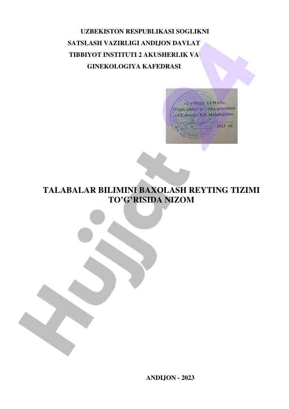 Talabalar bilimini baxolash reyting tizimi to‘g‘risida