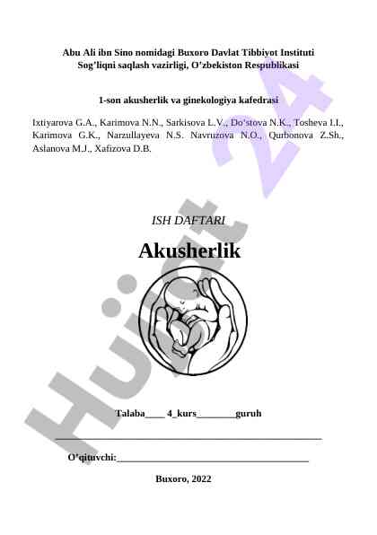 Akusherlik ish daftari talabalar uchun 4-kurs