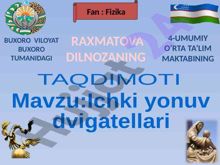 Ichki yonuv dvigatellari taqdimoti va o‘quvchi maqsadlari