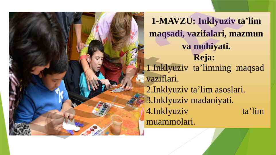 Inklyuziv ta'lim maqsadi va asoslari
