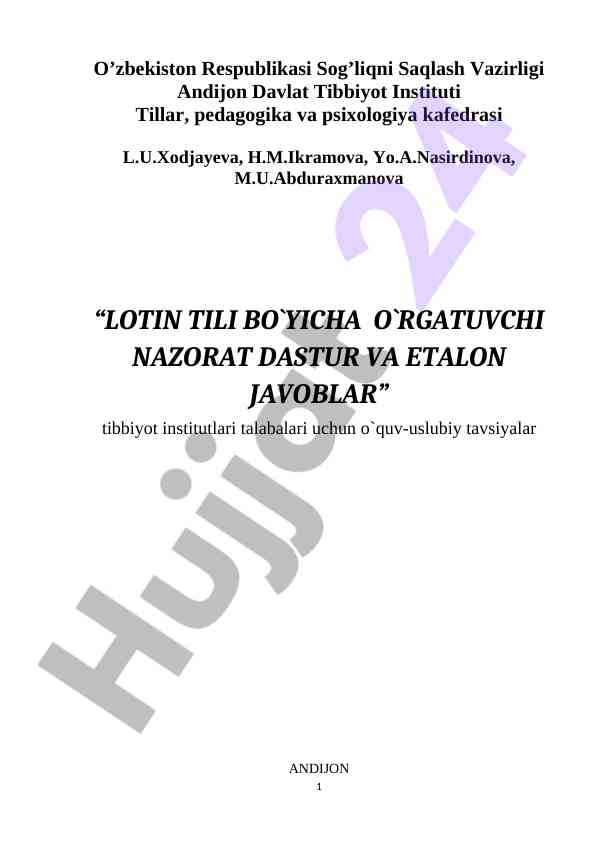 Lotin tili o‘qitish dasturi va etalon javoblar