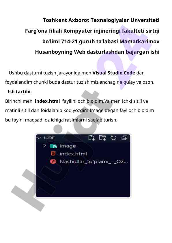 Web dasturlashda html strukturasi va dizayni