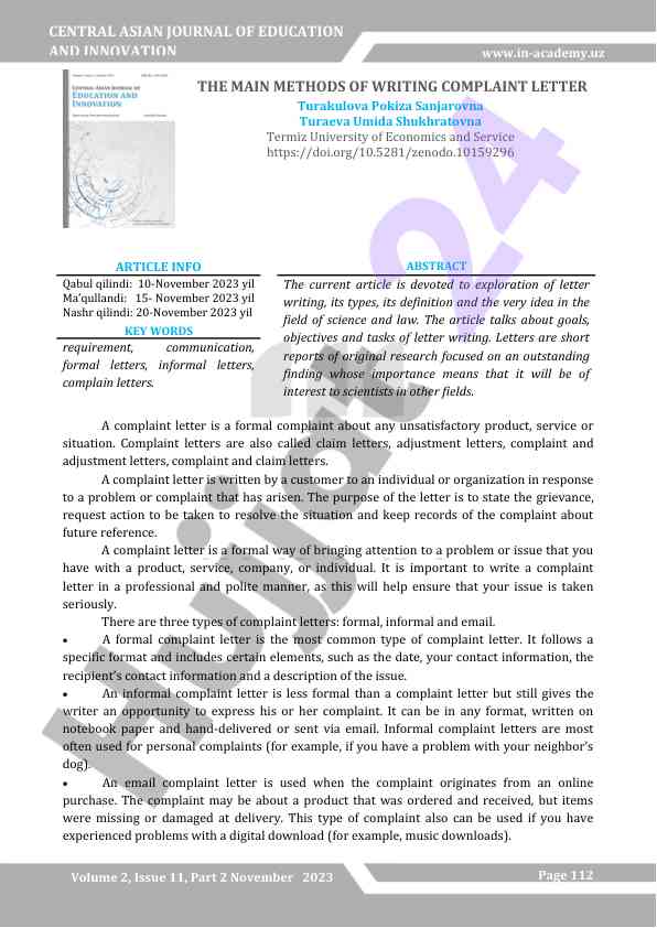 Main methods of writing complaint letter