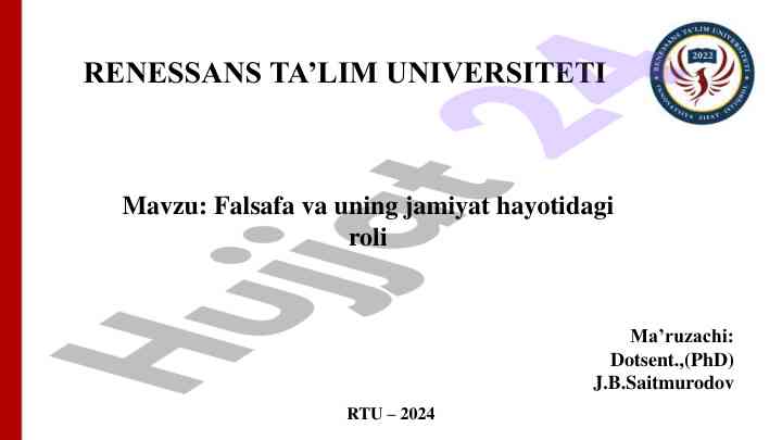 Falsafa va uning jamiyat hayotidagi roli