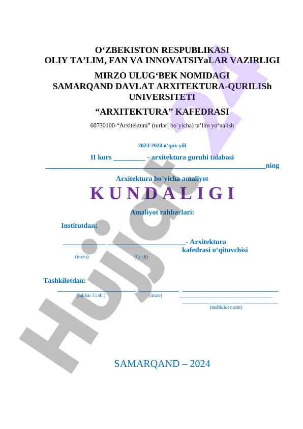 Arxitektura amaliyot kundaligi 2023-2024