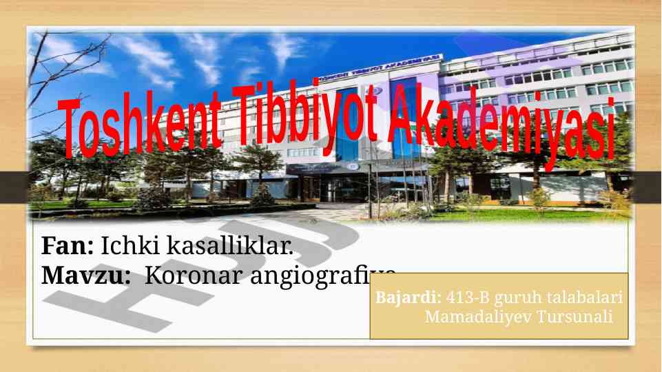 Koronar angiografiya metodologiyasi va tahlili