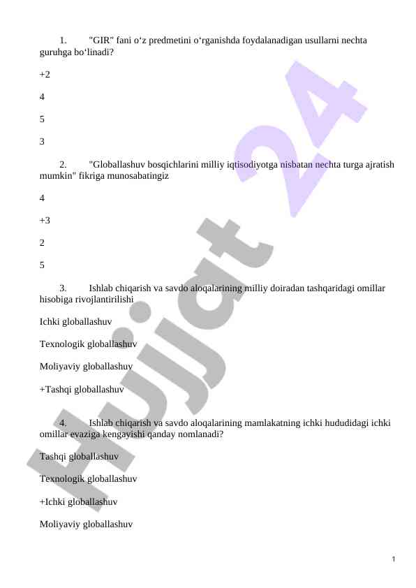 Globallashuvning iqtisodiyotdagi ta'siri