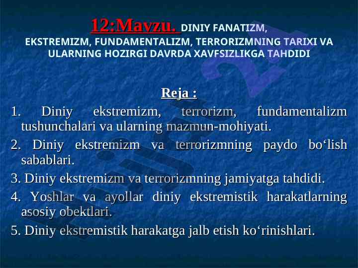 Diniy ekstremizm va terrorizm tarixi