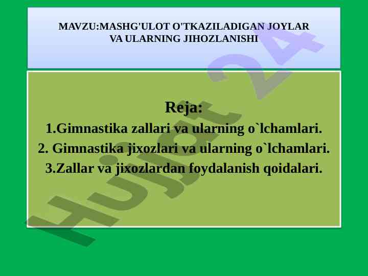 Gimnastika zallari va jihozlanishi bo'yicha o'quv qo'llanma