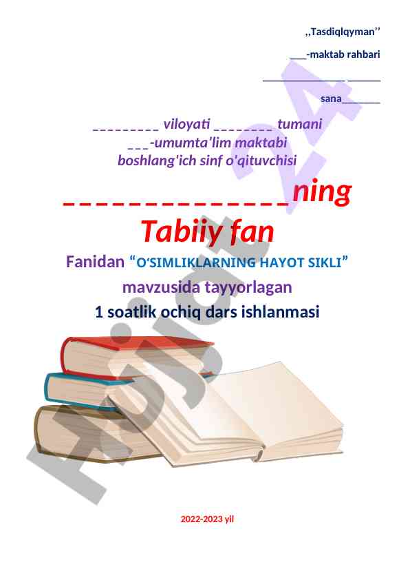O‘simliklarning hayot sikli dars ishlanmasi