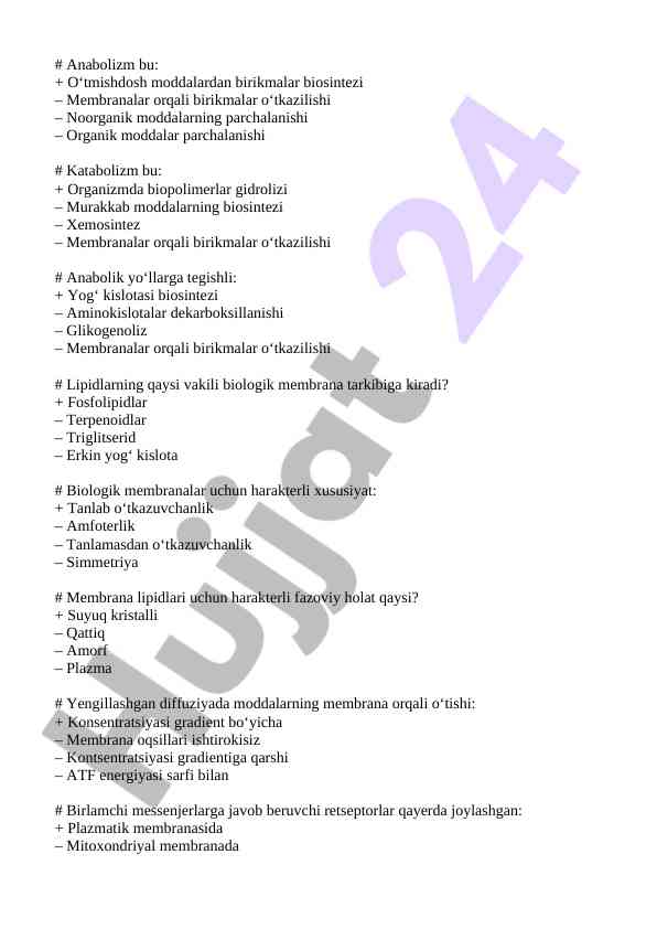 Anabolizm va katabolizm: biologik jarayonlar