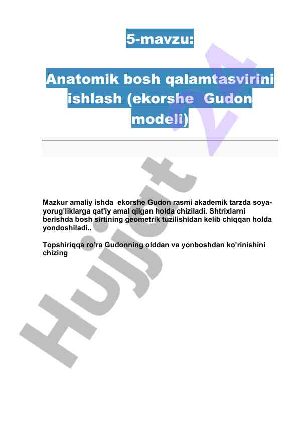 Anatomik bosh qalamtasvirini ishlash
