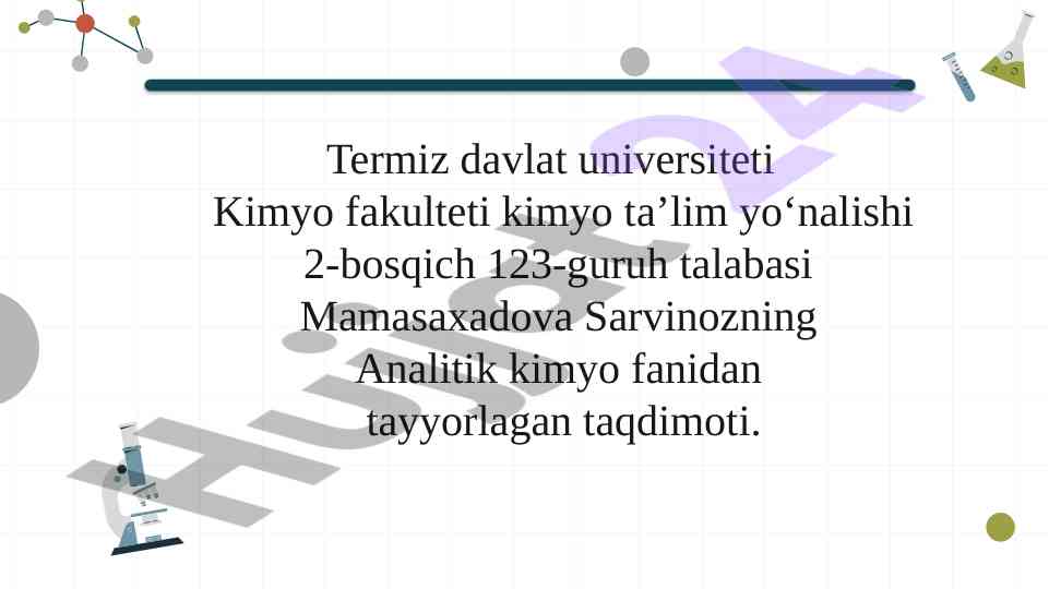 Analitik kimyo taqdimoti bilan tanishing