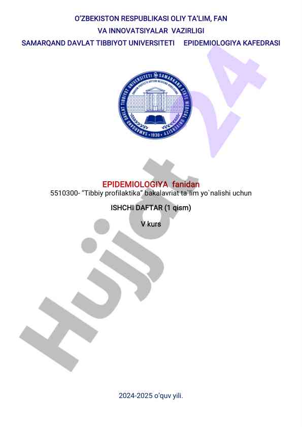 Epidemiologiya fanidan ishchi daftar 2024-2025