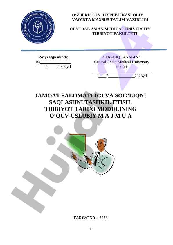 Jamoat salomatligi modulining o‘quv-uslubiy majmuasi