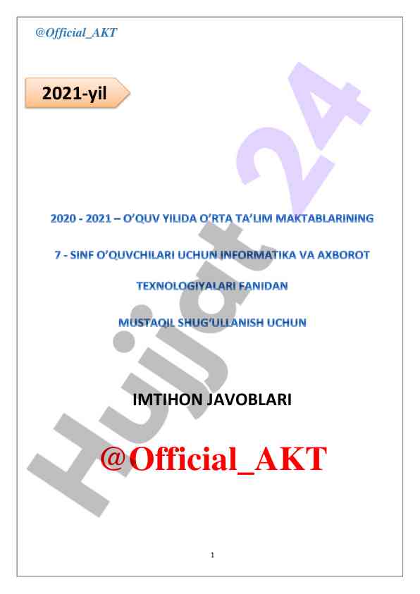 O'rta ta'lim maktablari uchun informatika imtihoni