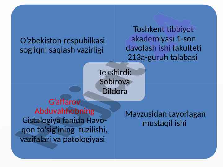 Havo-qon to'sig'ining tuzilishi va patologiyasi