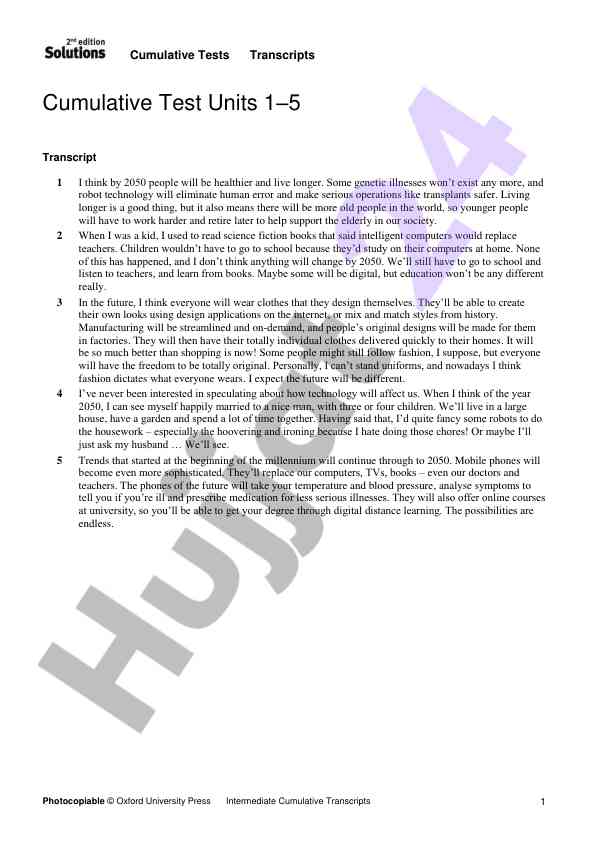 Cumulative tests transcripts for future education