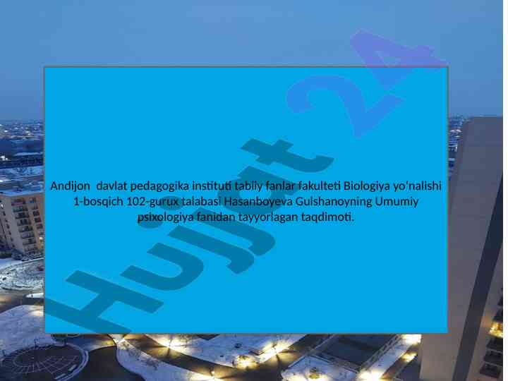 Umumiy psixologiya fani bo'yicha taqdimot