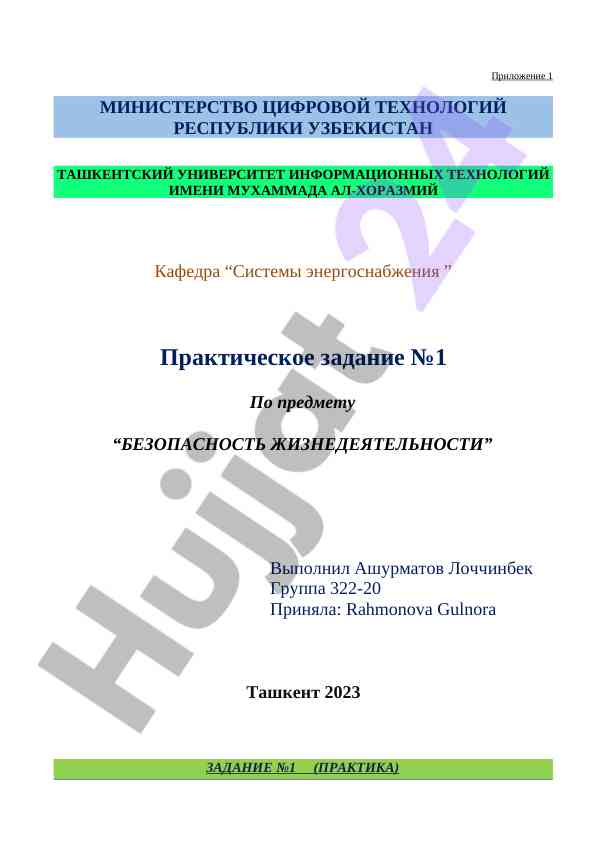 Безопасность жизнедеятельности практическое задание