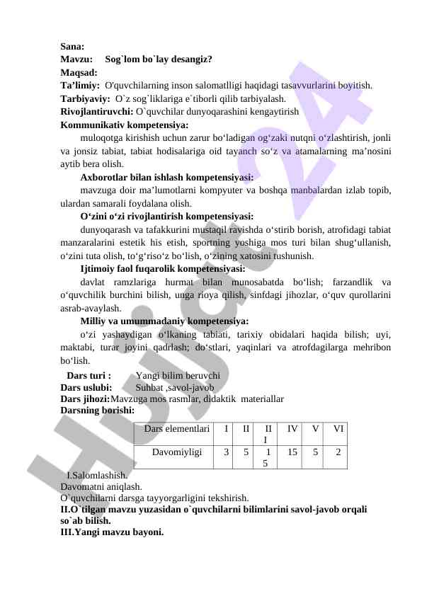Soglom bo'lay desangiz? inson salomatligi ta'limi
