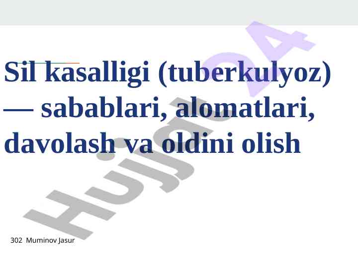 Sil kasalligi tuberkulyoz sabablari va alomatlari