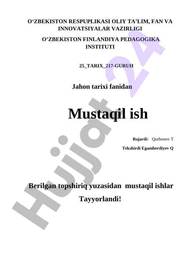 Oltin o’rda davlati tarixi haqida mustaqil ish