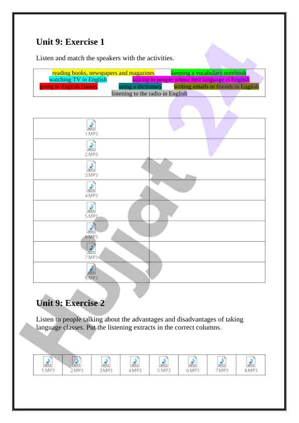 Language classes listening exercises overview