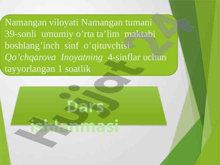 Ko’p xonali sonlarni raqamlash dars ishlanmasi