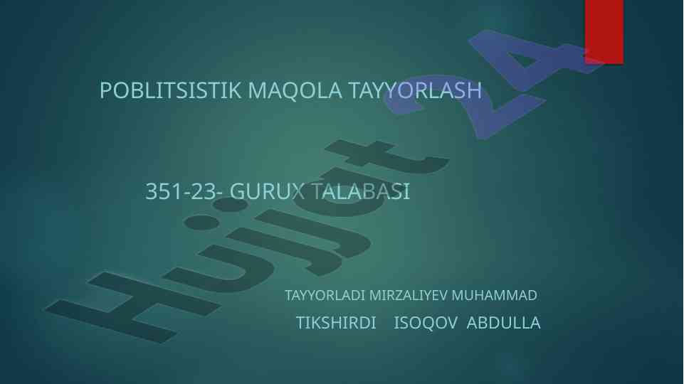 Poblitsistik maqola tayyorlash asoslari