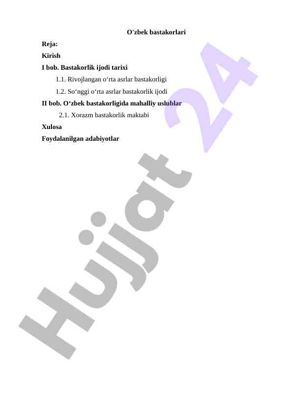 O'zbek Bastakorligi Va Mahalliy Uslublar