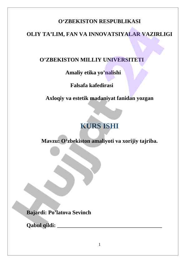 O‘zbekiston amaliyoti va xorijiy tajriba tahlili