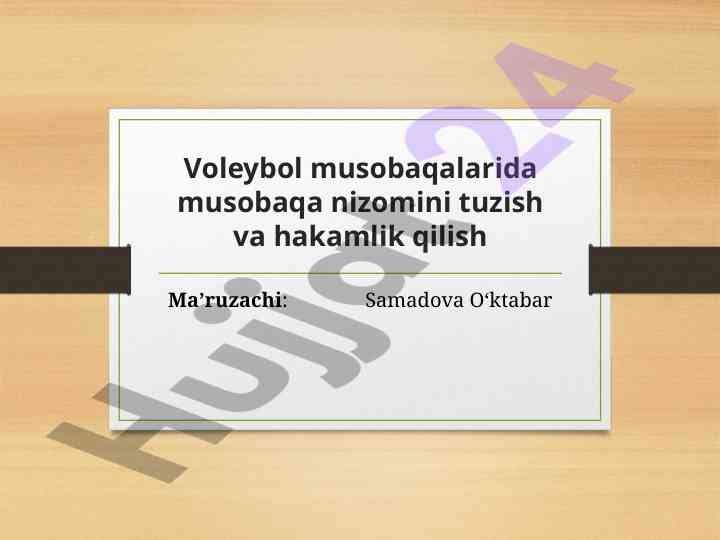 Voleybol musobaqalarida nizom tuzish asoslari