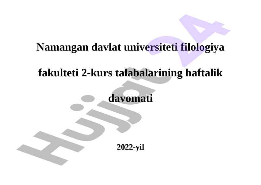 Filologiya fakulteti 2-kurs talabalari haftalik davomati
