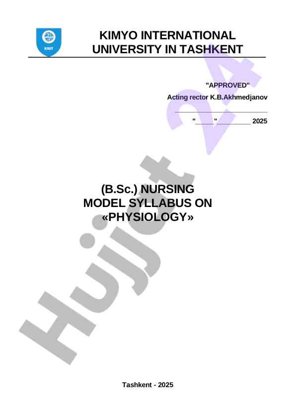 Nursing model syllabus on physiology