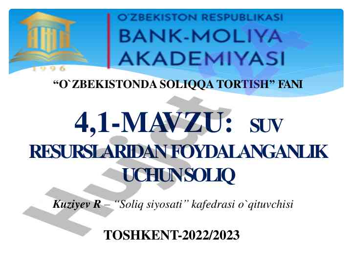 O`zbekistonda soliqqa tortish