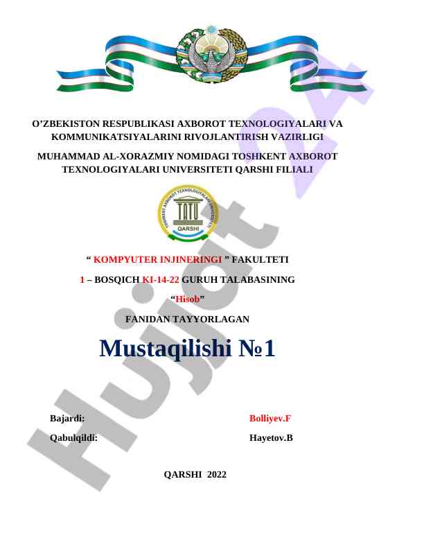 Hisob fanidan mustaqil ish
