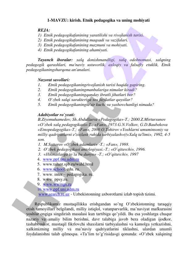 Etnik pedagogika va uning mohiyati
