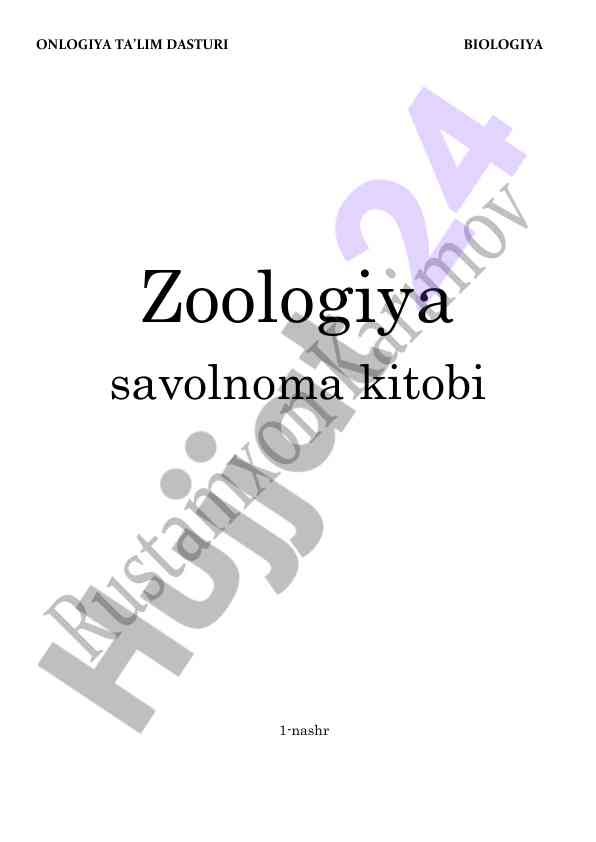 Zoologiya savolnoma kitobi ta'lim dasturi