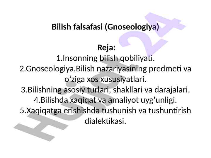 Bilish falsafasi va gnoseologiya asoslari
