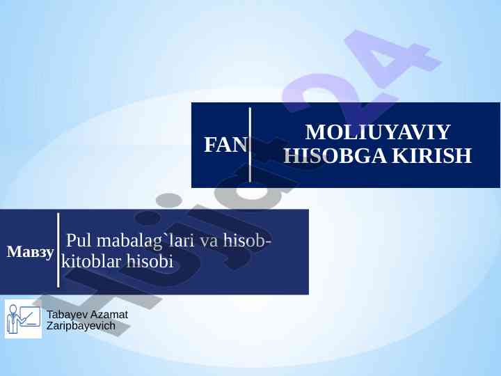 Pul mabalaglari va hisob-kitoblar hisobi