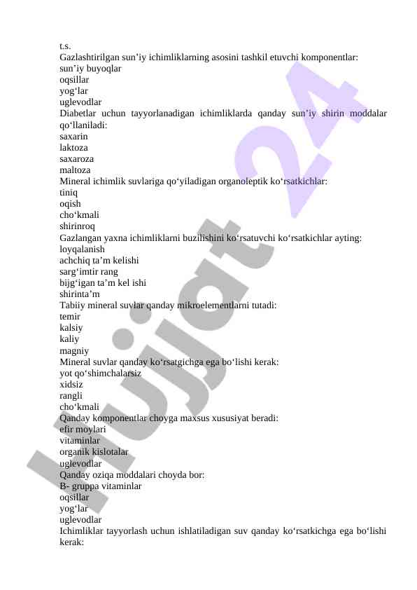 Gazlangan ichimliklar va sun’iy komponentlar